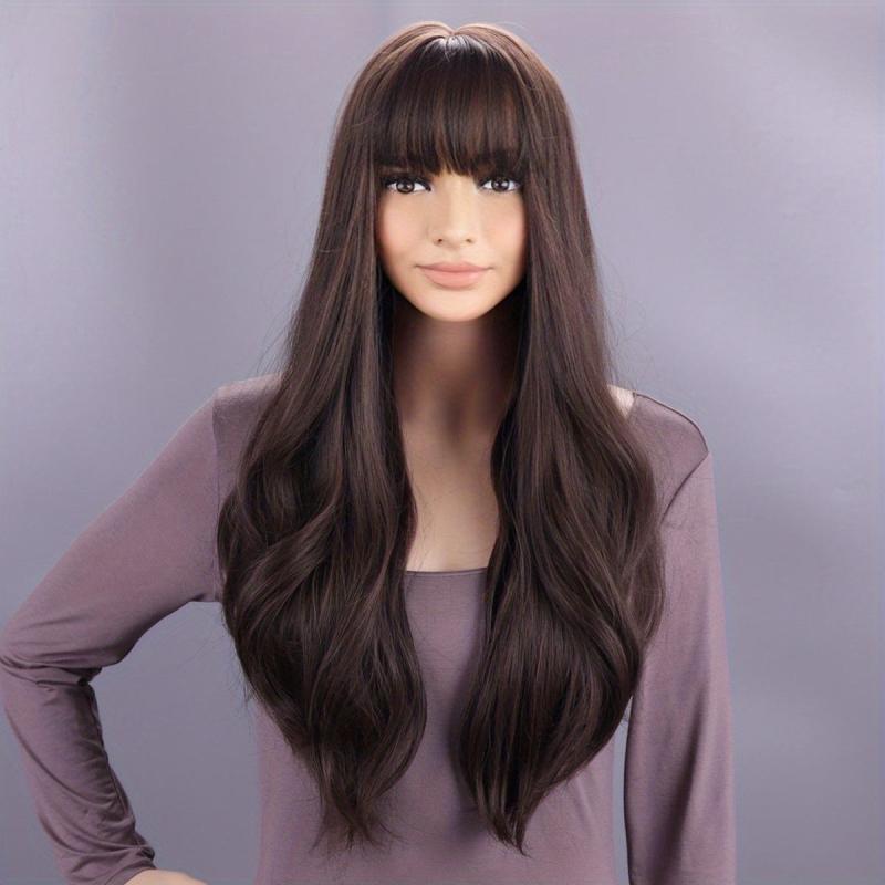 Ombre Purple Long Wavy Wig Middle Part Heat Resistant Cosplay Hair