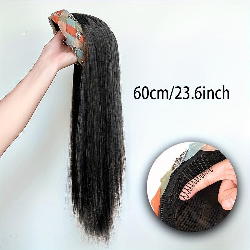 Colorful Headband Wig Long Straight Hair High Top U Shape Half Cover