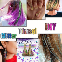 12 Colors Hair Tinsel Kit Strands With Tool Fairy Hair Tinsel Glitter