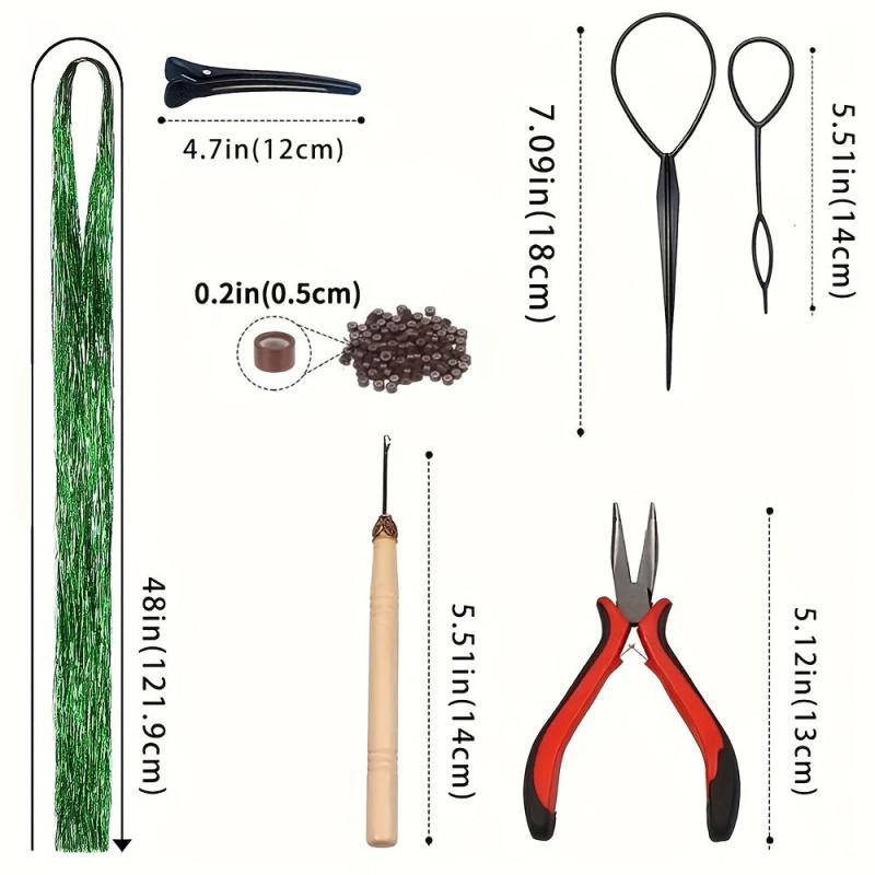 12 Colors Hair Tinsel Kit Strands With Tool Fairy Hair Tinsel Glitter