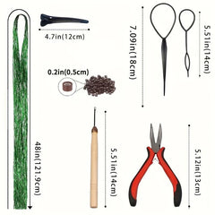 12 Colors Hair Tinsel Kit Strands With Tool Fairy Hair Tinsel Glitter