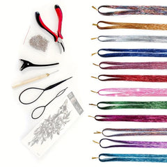 12 Colors Hair Tinsel Kit Strands With Tool Fairy Hair Tinsel Glitter