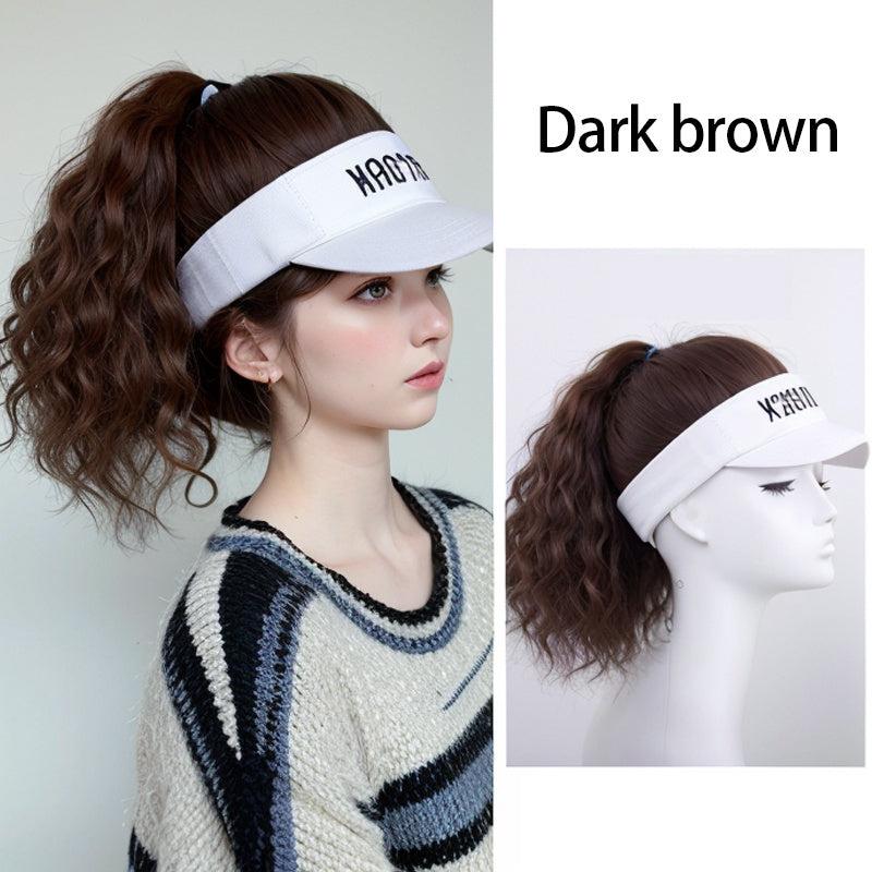 Ponytail Wig Baseball Cap With Hair - Adjustable Hat With Synthetic Curly Wig