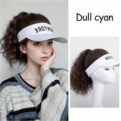 Ponytail Wig Baseball Cap With Hair - Adjustable Hat With Synthetic Curly Wig