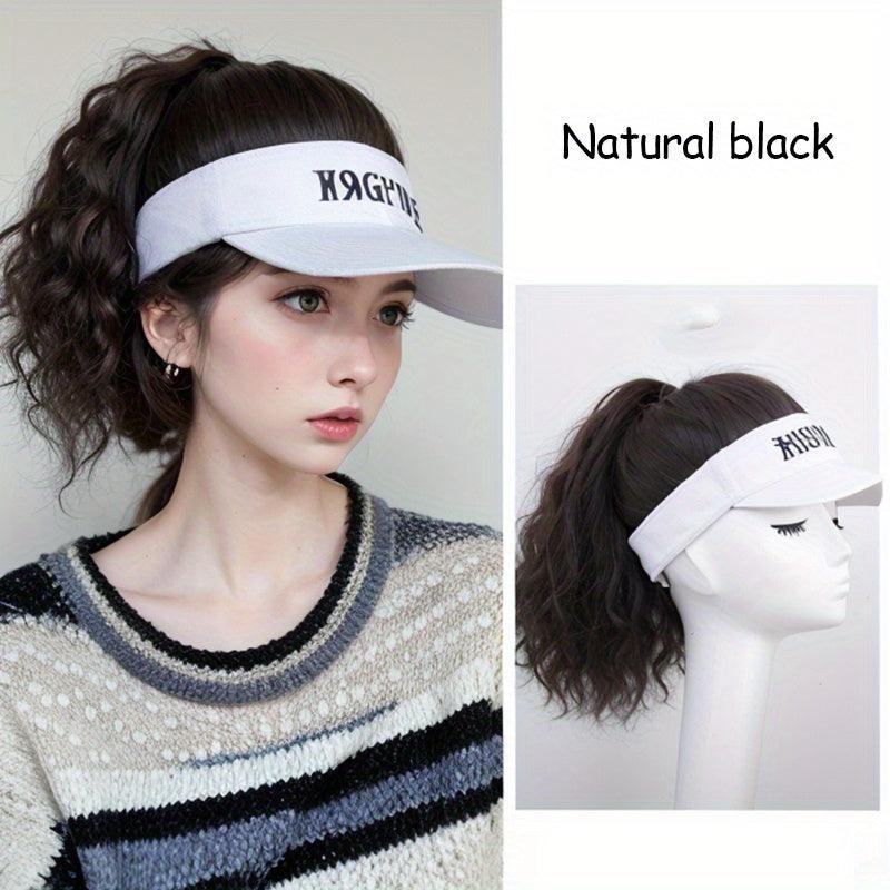 Ponytail Wig Baseball Cap With Hair - Adjustable Hat With Synthetic Curly Wig