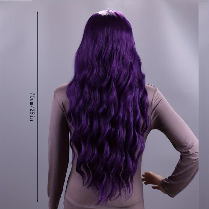 12 Cm Purple Curly Wig with Bangs - Halloween Costume Wig