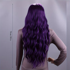 12 Cm Purple Curly Wig with Bangs - Halloween Costume Wig