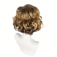 Men's Blonde Brown Ombre Curly Hair Wig Metal Punk Rock Retro Wigs