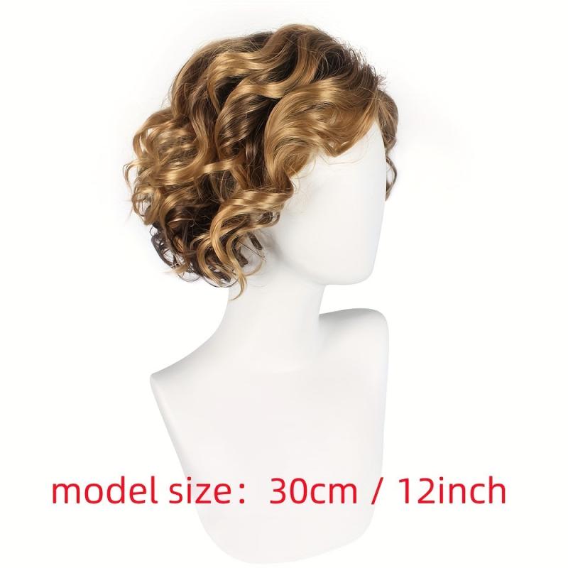 Men's Blonde Brown Ombre Curly Hair Wig Metal Punk Rock Retro Wigs