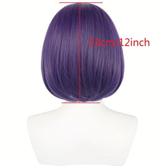 Purple Anime Cosplay Wig Short Bob with Bangs for Halloween Christmas