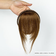 Braided Headband Straight Human Hair Topper with Bangs