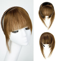 Braided Headband Straight Human Hair Topper with Bangs