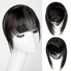 Braided Headband Straight Human Hair Topper with Bangs