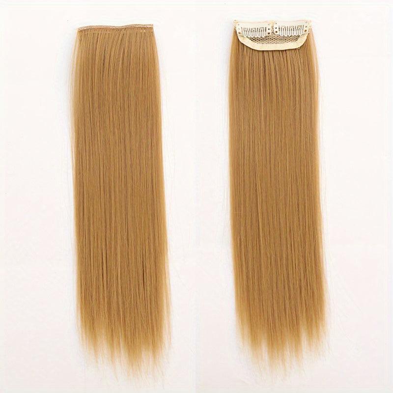 Long Straight Clip In Hair Extensions One Piece High Temp Fiber Natural Look