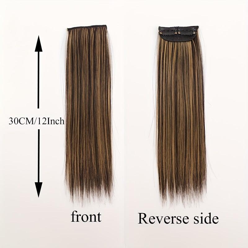 Long Straight Clip In Hair Extensions One Piece High Temp Fiber Natural Look