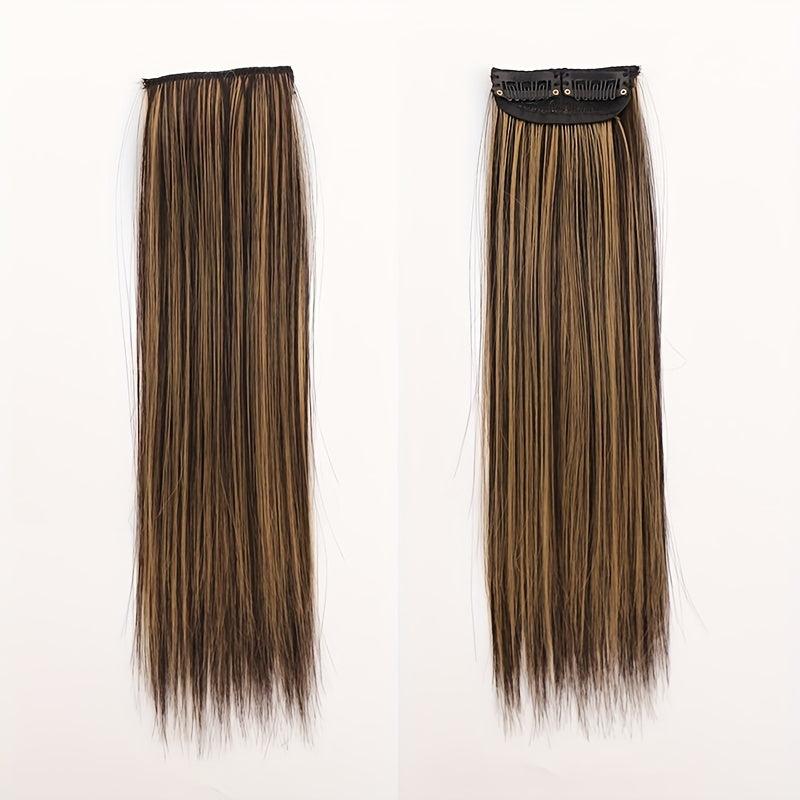 Long Straight Clip In Hair Extensions One Piece High Temp Fiber Natural Look