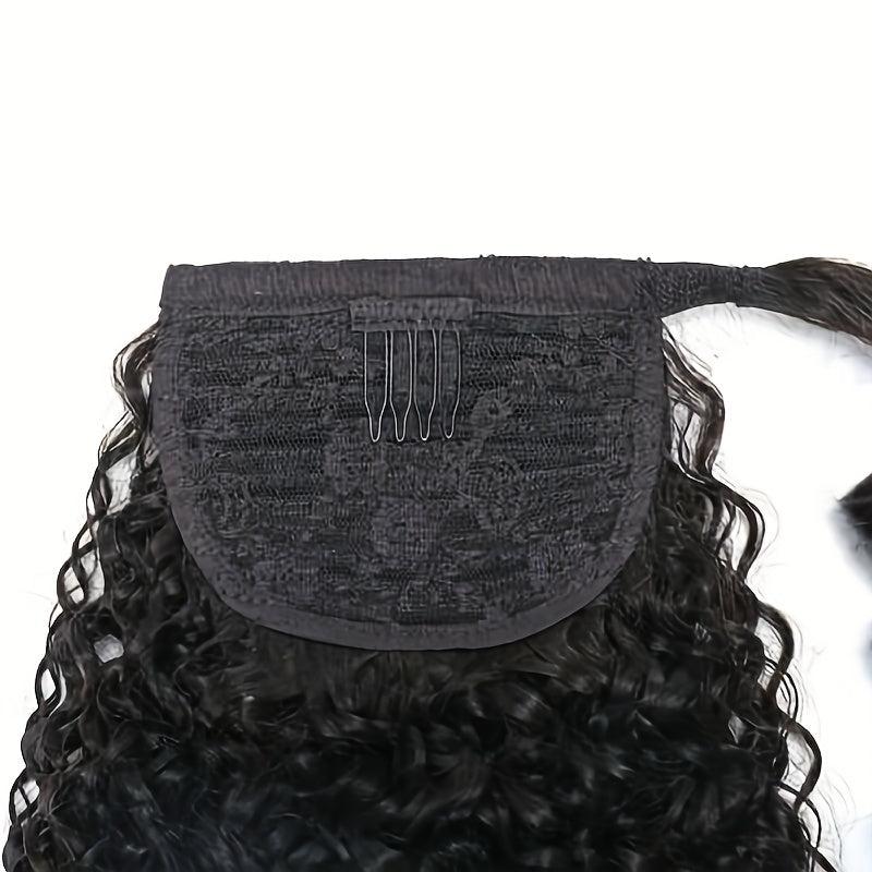 Kinky Curly Human Hair Ponytail Extension 20-32-71-12 cm Natural