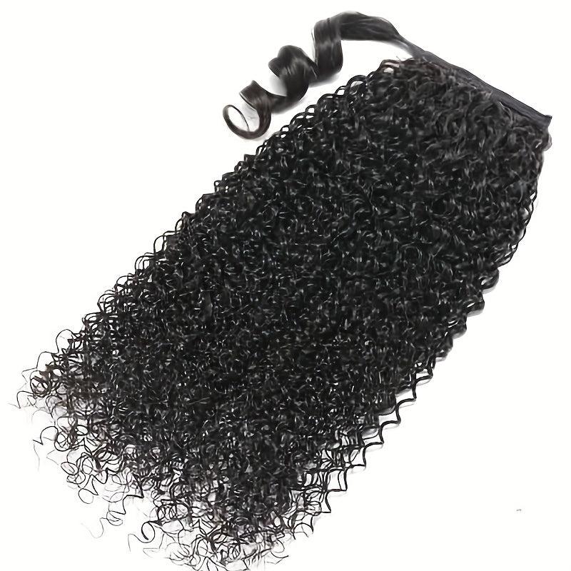 Kinky Curly Human Hair Ponytail Extension 20-32-71-12 cm Natural