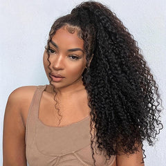 Kinky Curly Human Hair Ponytail Extension 20-32-71-12 cm Natural