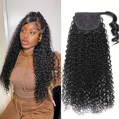 Kinky Curly Human Hair Ponytail Extension 20-32-71-12 cm Natural