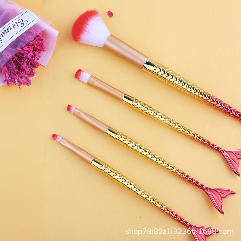 Mermaid Makeup Brushes Set Cosmetic Powder Eye Shadow Foundation Blush Brush