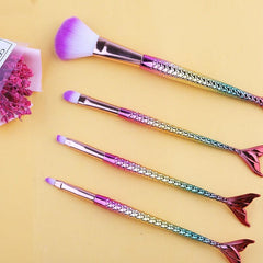 Mermaid Makeup Brushes Set Cosmetic Powder Eye Shadow Foundation Blush Brush