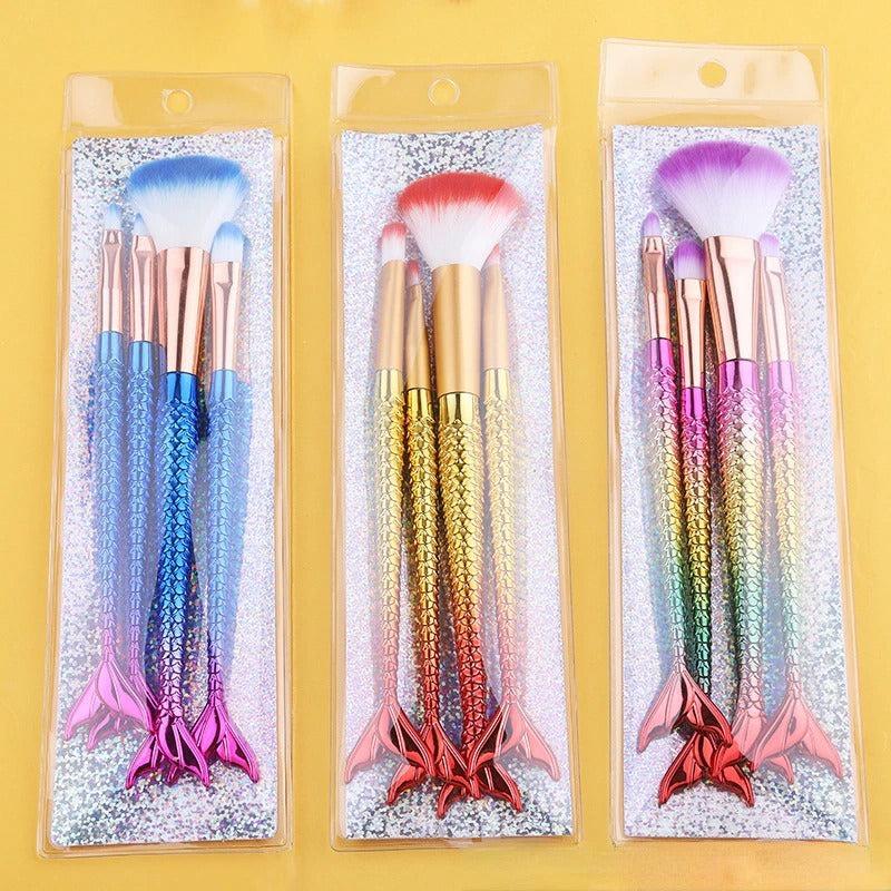 Mermaid Makeup Brushes Set Cosmetic Powder Eye Shadow Foundation Blush Brush