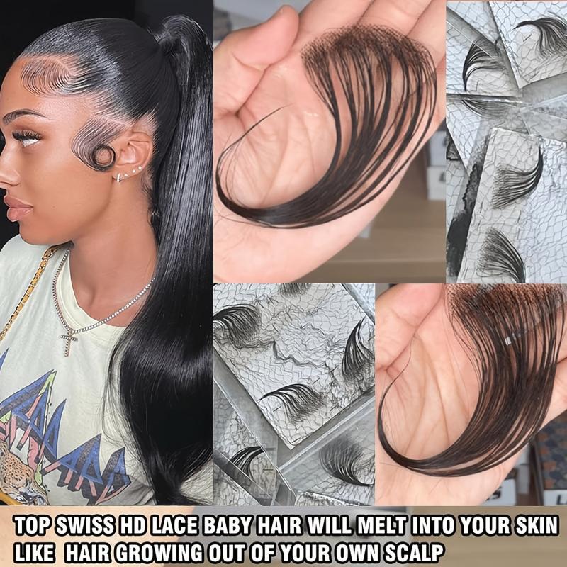 2pcs Human Hair Baby Hair Invisible Hairline Natural Look for Daily Use