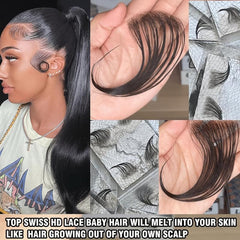 2pcs Human Hair Baby Hair Invisible Hairline Natural Look for Daily Use