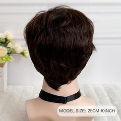 Short Hair Wigs Asymmetry Side Bangs Pixie Cut Synthetic Hair Wig