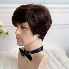 Short Hair Wigs Asymmetry Side Bangs Pixie Cut Synthetic Hair Wig