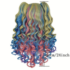 24Inch Multicolor Wavy Lolita Wig With Bangs for Cosplay Halloween Party