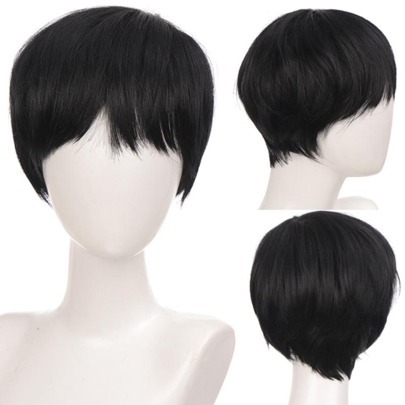 Short Straight Hair Men's Wig Synthetic Wig for Role Play Party