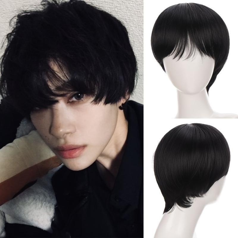 Short Straight Hair Men's Wig Synthetic Wig for Role Play Party