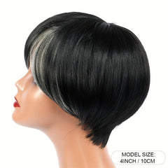 Short Pixie Cut Wigs With Side Bangs Natural Daily Costume Wig For Women