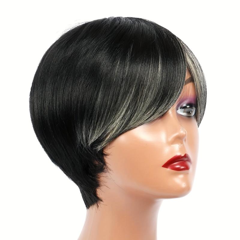 Short Pixie Cut Wigs With Side Bangs Natural Daily Costume Wig For Women
