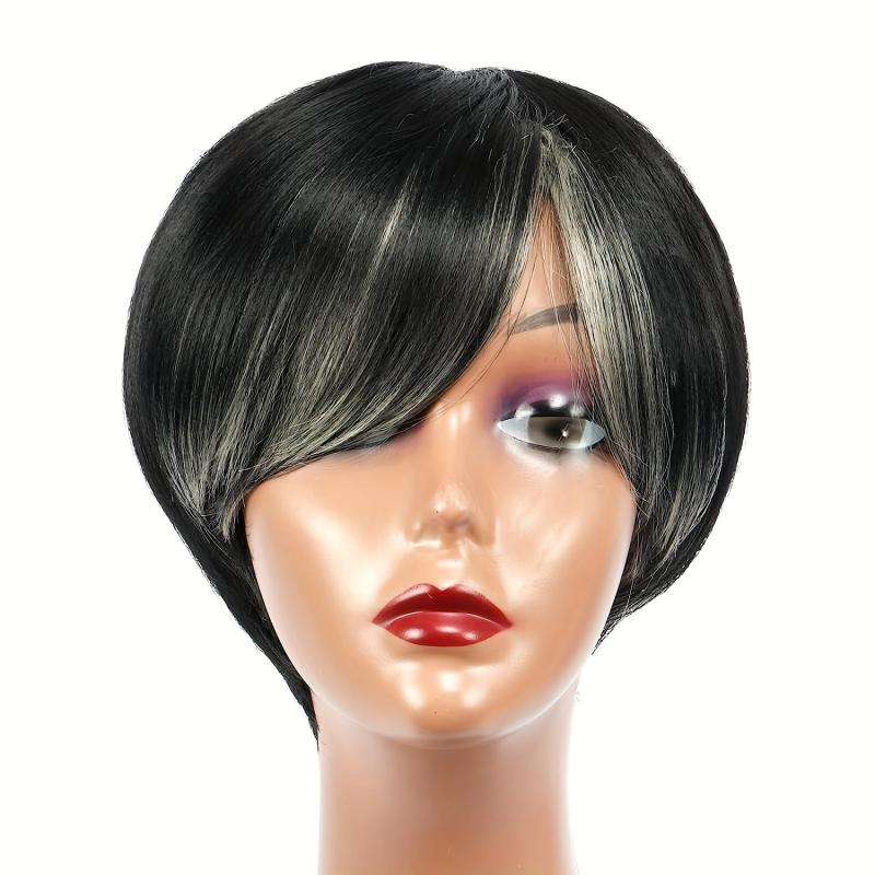 Short Pixie Cut Wigs With Side Bangs Natural Daily Costume Wig For Women