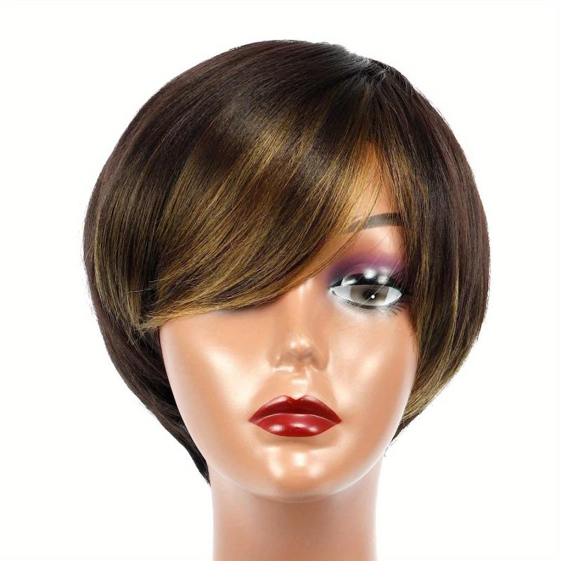 Short Pixie Cut Wigs With Side Bangs Natural Daily Costume Wig For Women