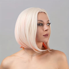 Short Bob Peekaboo Wigs Blonde Mixed Orange Hair Wigs For Women