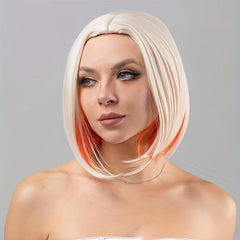 Short Bob Peekaboo Wigs Blonde Mixed Orange Hair Wigs For Women