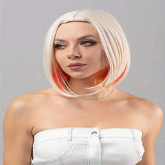 Short Bob Peekaboo Wigs Blonde Mixed Orange Hair Wigs For Women