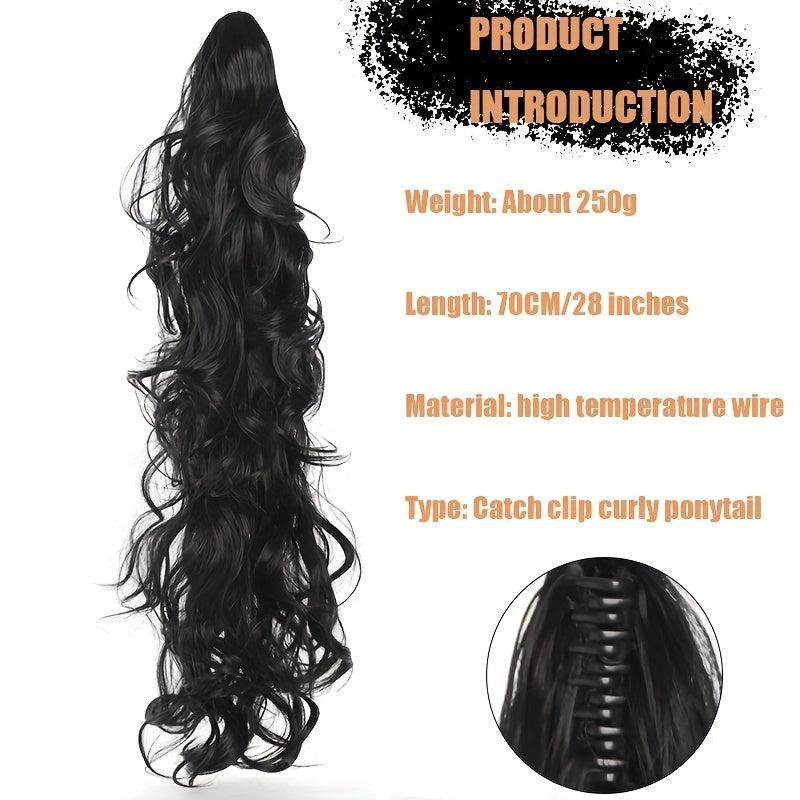 12 cm Long Curly Wavy Ponytail Extensions Claw Clip Synthetic Hair for Women
