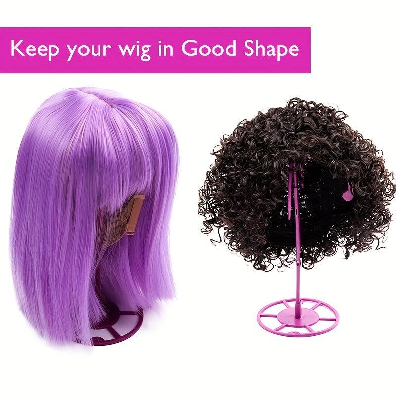 Pink Collapsible Wig Stand Holder