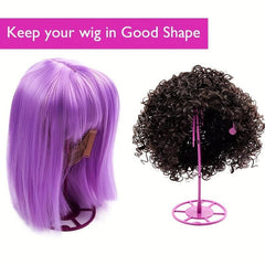 Pink Collapsible Wig Stand Holder