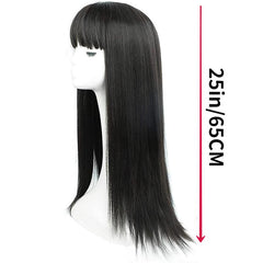Pink Straight Hair Wig with Bangs for Women