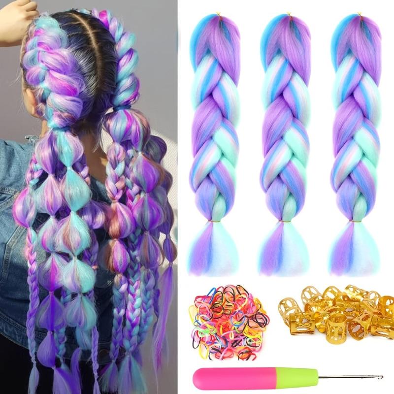 4 Colors Mix Braiding Hair Extensions Jumbo Hair 3pcs Lot 60 96 Cm Synthetic