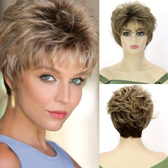 Short Wavy Curly Synthetic Fiber Wigs for Women