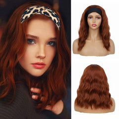 Short Wavy Bob Headband Wig Natural Curly Glueless Shoulder Length Wigs