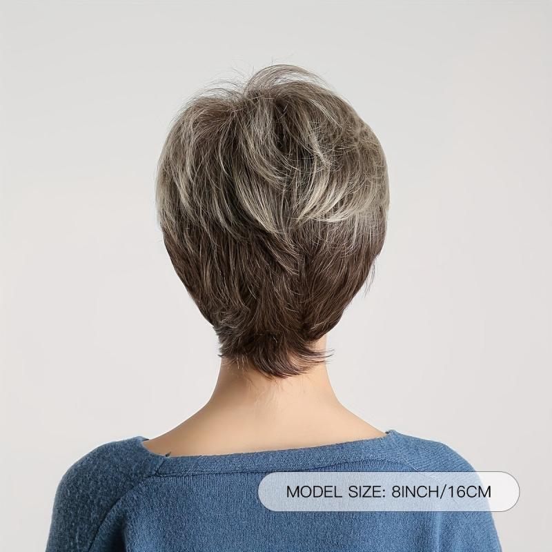 Short Layered Pixie Cut Wig 20-32cm Straight Hair Synthetic Hair Replacement