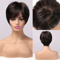Short Layered Pixie Cut Wig 20-32cm Straight Hair Synthetic Hair Replacement